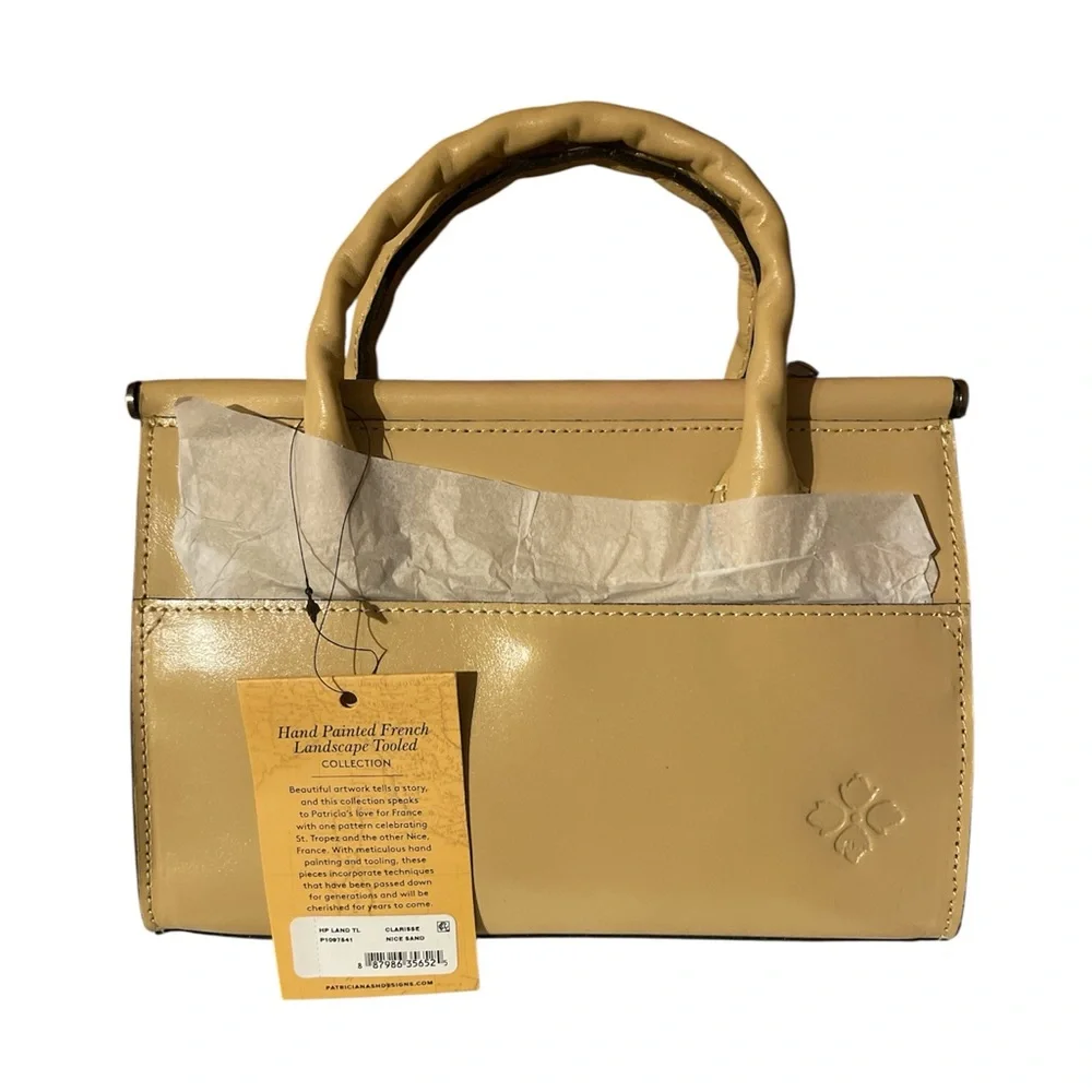 Patricia Nash Tan Satchel with Nice, France Cityscape Art - Picture 2 of 9